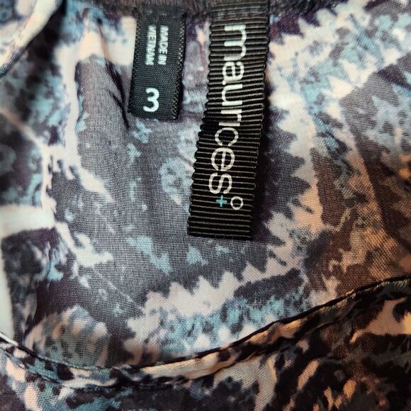 Maurices Tunic Top Sheer Tribal Aztec Pink Blue Black Cut Out Open Back 3X - Picture 9 of 11